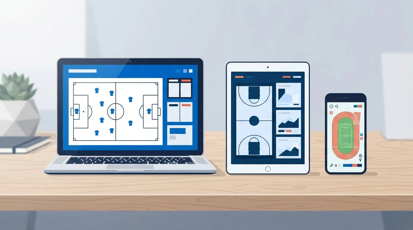 Smartphone, Tablet und Laptop nebeneinander auf einem Tisch